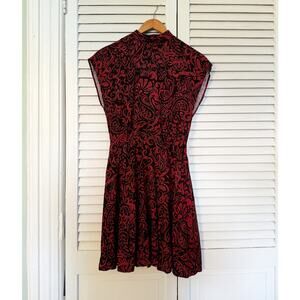Vintage Secrets Red and Black Dress with High Neck and Open Back Detail, size 6